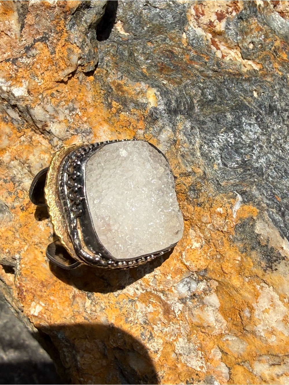 Womens White Druzy Stone Statement Ring - Erika Laureano design
